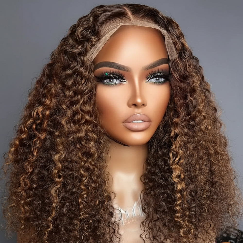 Perruque Bouclée Lace Front HD Ombré Miel — Wear & Go