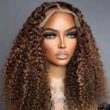 Perruque Bouclée Lace Front HD Ombré Miel — Wear & Go