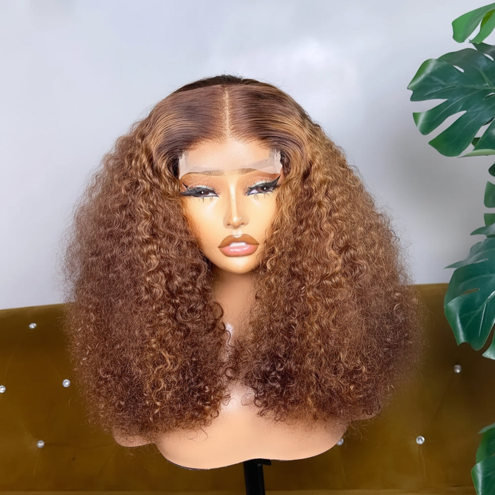 Perruque Bouclée Lace Front HD Ombré Miel — Wear & Go