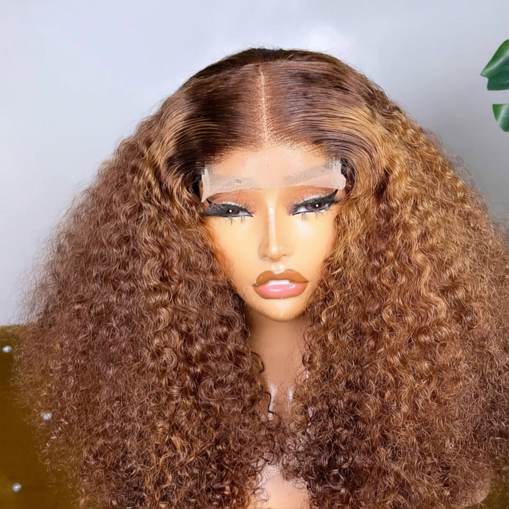 Perruque Bouclée Lace Front HD Ombré Miel — Wear & Go