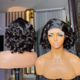 Perruque Courte Bouclée Lace Front Mèches Caramel