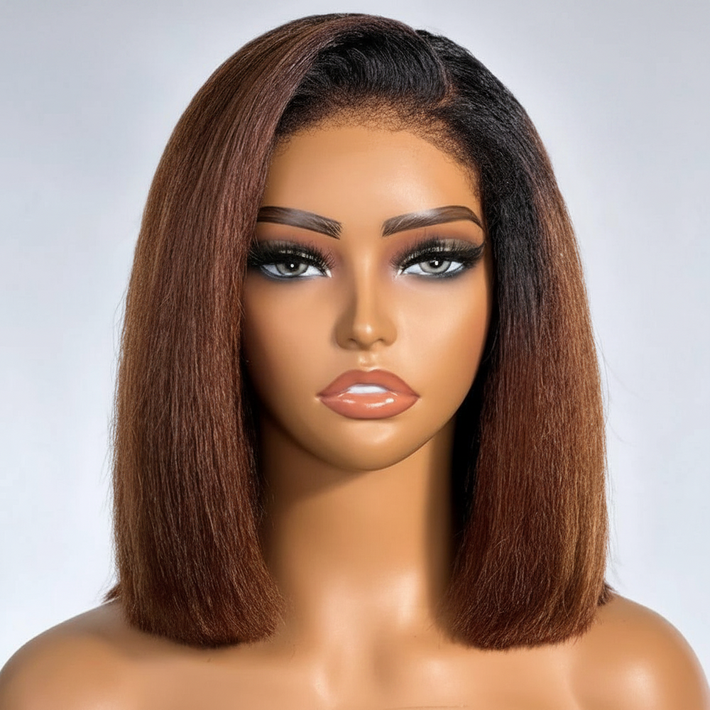 Perruque Bob Lace Front Ombré Châtain