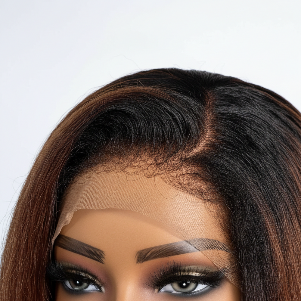 Perruque Bob Lace Front Ombré Châtain