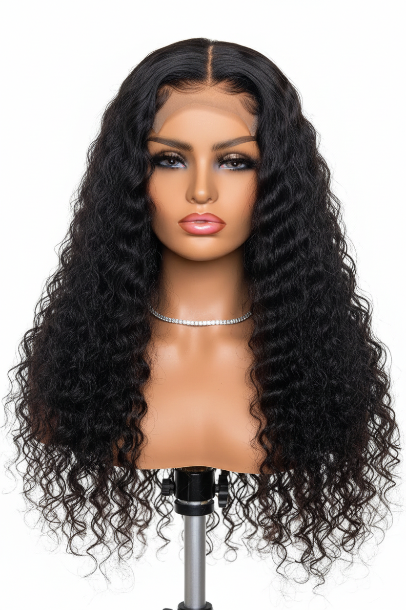 Perruque Lace Front HD Deep Wave Longue