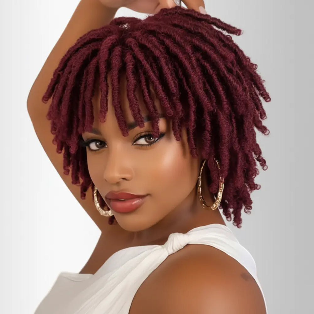 Perruque Courte Style Locs Bouclées