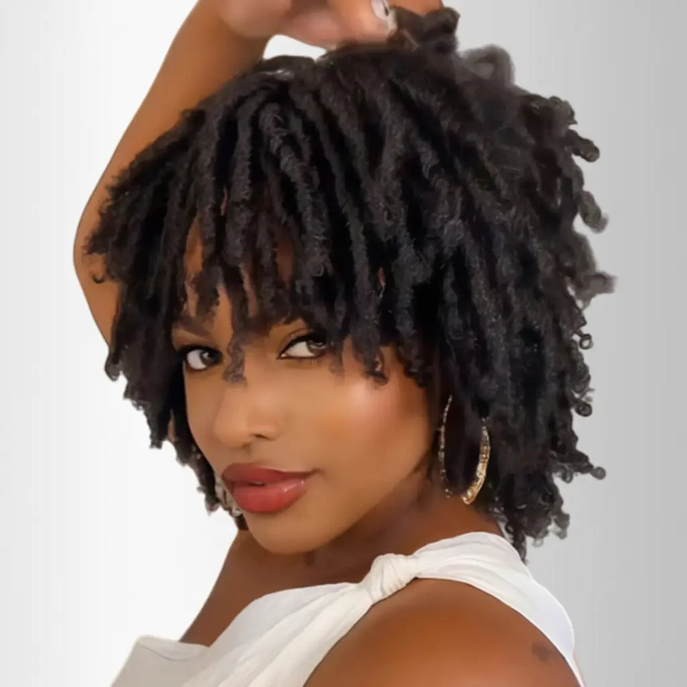 Perruque Courte Style Locs Bouclées