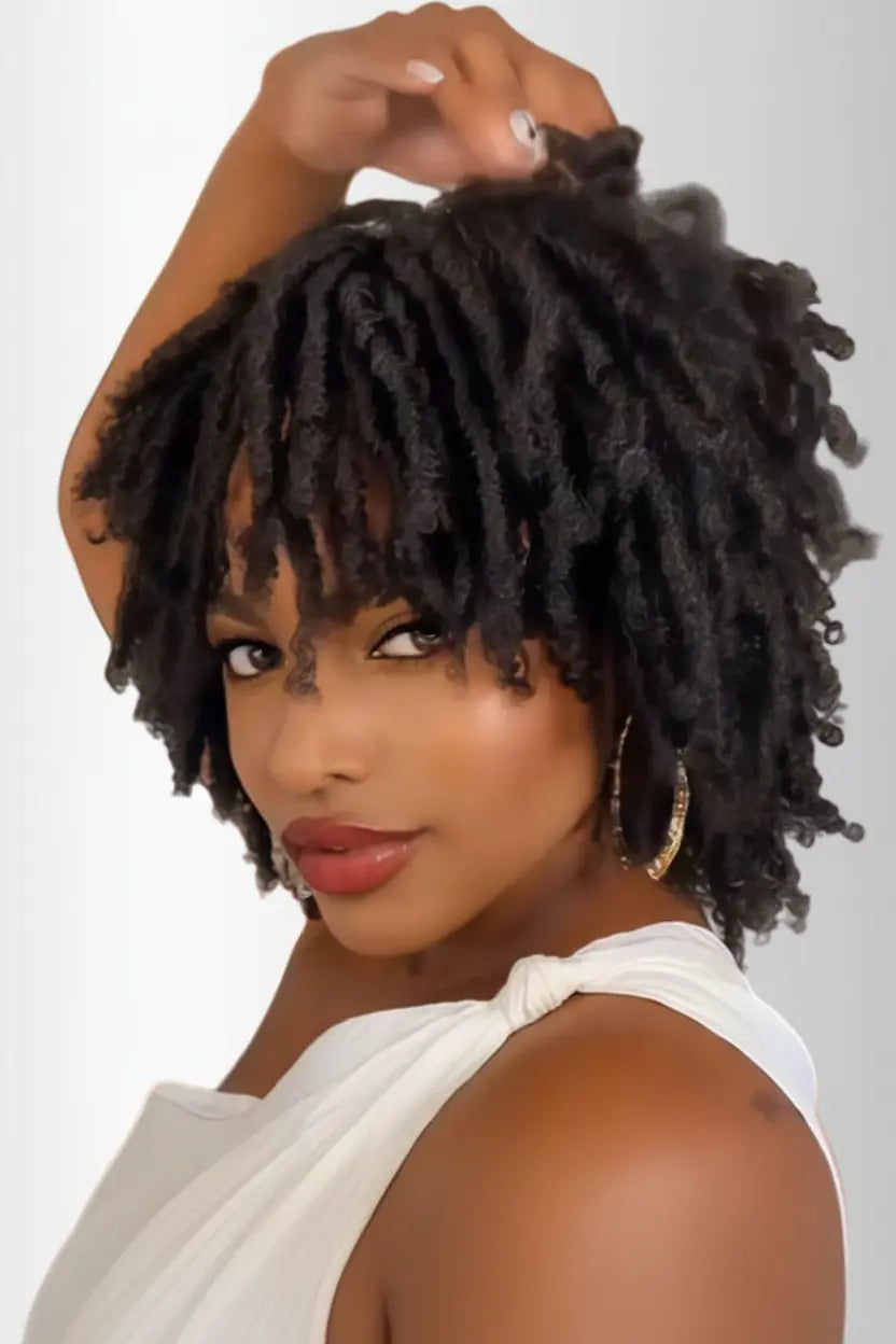 Perruque Courte Style Locs Bouclées