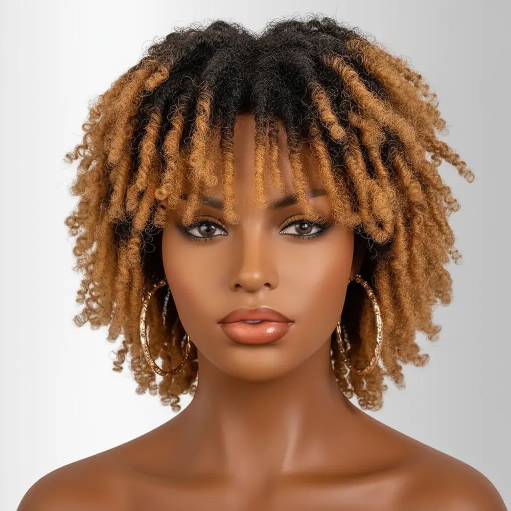 Perruque Courte Style Locs Bouclées